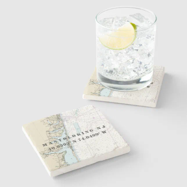 Mantoloking New Jersey Authentic Nautical Chart Stone Coaster Zazzle
