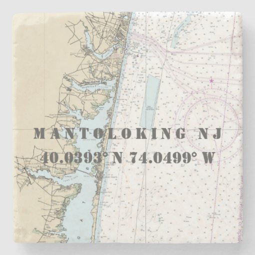 Mantoloking New Jersey Authentic Nautical Chart Stone Coaster Zazzle