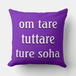 Mantra: om tare tuttare ture soha throw pillow
