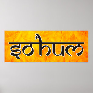 Mantra SO HUM - flat black & white contour Poster