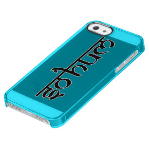 Mantra SO HUM - flat black & white contour Clear iPhone SE/5/5s Case