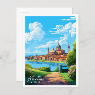Mantua Italy vintage travel illustration Postcard