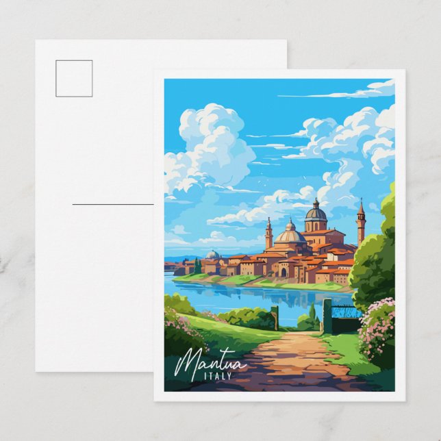 Mantua Italy vintage travel illustration Postcard (Front/Back)