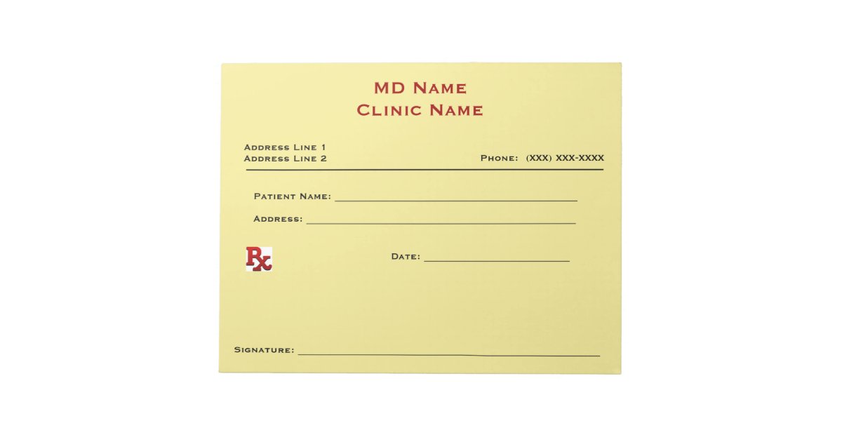 Manual Prescription Pad (Large Yellow) Zazzle