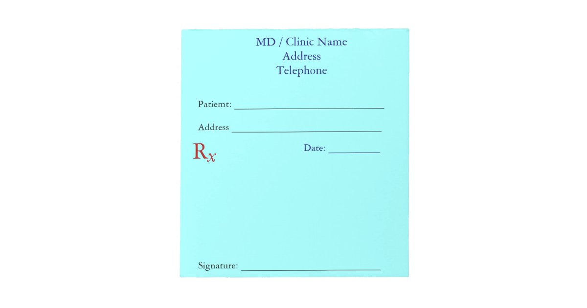 Manual Prescription Pads (Light Blue) | Zazzle