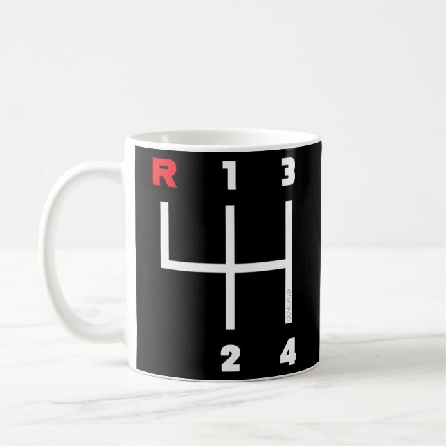 Manual Transmission Gear Shifter Pattern 4 Speed Coffee Mug (Left)