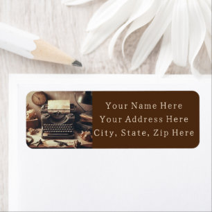 Manual Vintage Antique Typewriter Brown Sepia Label