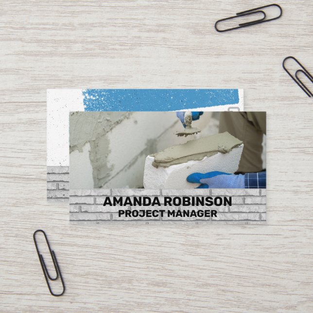 Manual Worker | Mortar | Brick Wall Business Card (Front/Back In Situ)