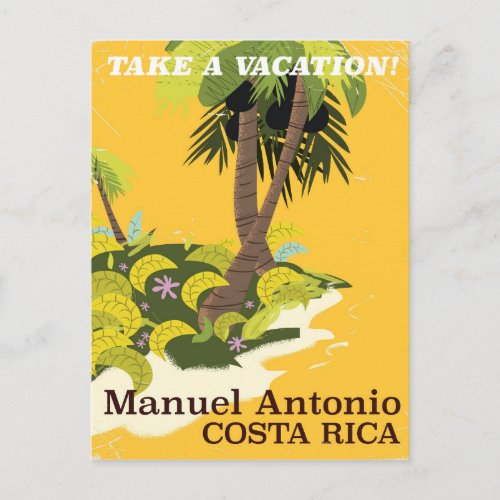 Manuel Antonio Costa Rica vintage travel poster Postcard