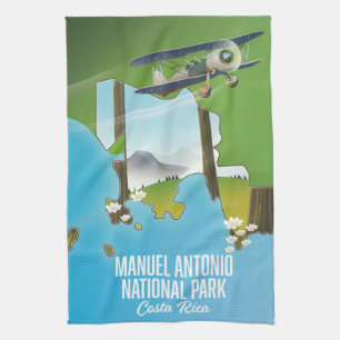 Manuel Antonio National Park, Costa Rica map. Kitchen Towel