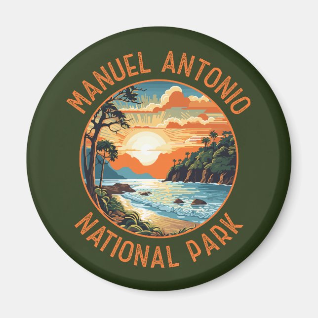 Manuel Antonio National Park Retro Distressed Magnet (Front)