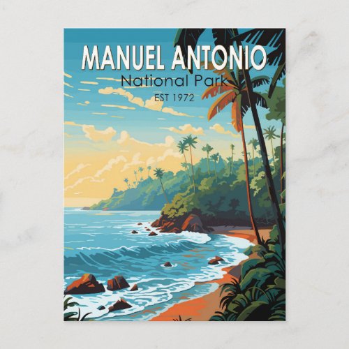Manuel Antonio National Park Travel Art Vintage Postcard