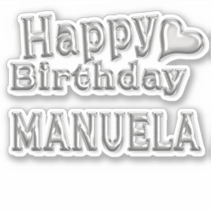 Manuela Happy Birthday silver Sticker