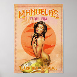 Manuela&#39;s Taquilera - Cool Vintage Pinup Mermaid Poster