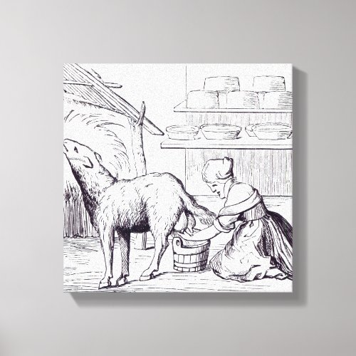 Manufacture of cheeses in Switzerland after a woo Canvas Print