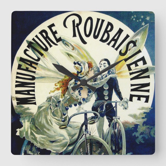 Manufacture Roubaisienne Bicycles Square Wall Clock (Front)