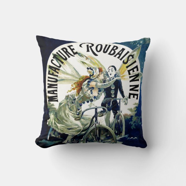 Manufacture Roubaisienne Bicycles Throw Pillow (Front)
