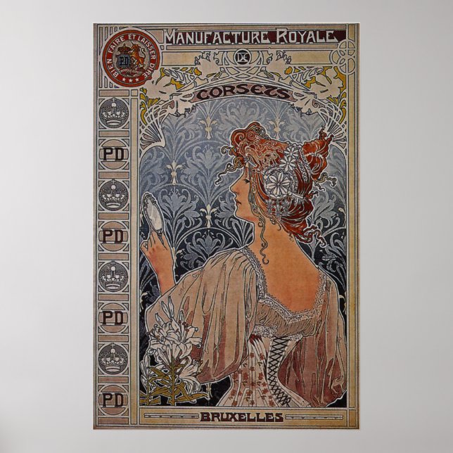Manufacture Royale Corsets ~ Belgium ~ 1897 Poster (Front)
