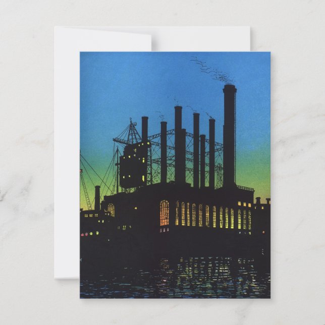 Manufacturing Factory at Sunset, Vintage Business (Front)