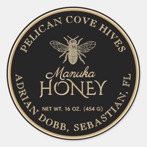 Manuka Honey Black Gold Vintage Bee Product Label