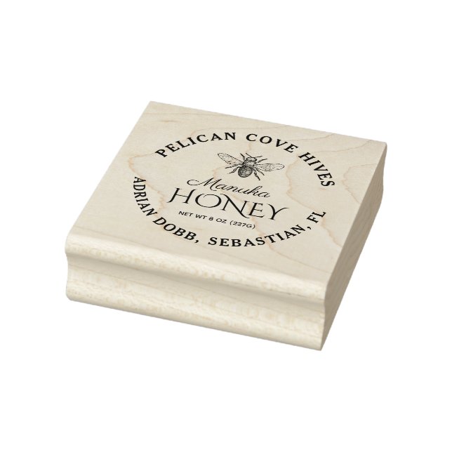 Manuka Honey Label with Honeybee Rubber Stamp (Stamp)