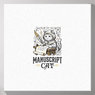 Manuscript Cat Cat Medieval Manuscript Vintage Vec Canvas Photo Tile