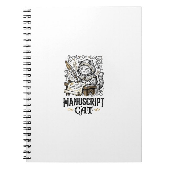 Manuscript Cat Cat Medieval Manuscript Vintage Vec Notebook (Front)