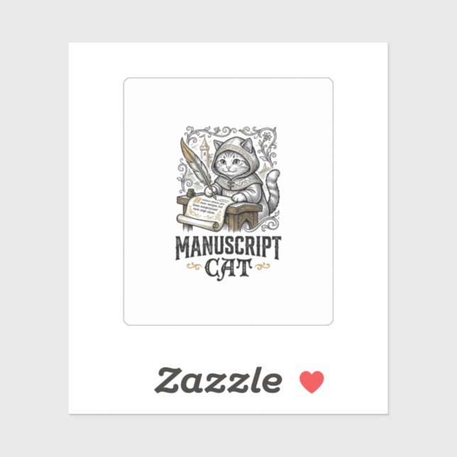 Manuscript Cat Cat Medieval Manuscript Vintage Vec Sticker (Sheet)