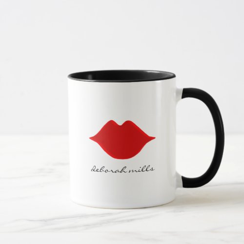 manuscript name with red lips mug