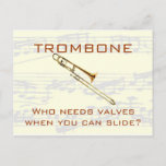 Manuscriptbg, T-bone Shirt2, Trombone, Who Need... Postcard at Zazzle