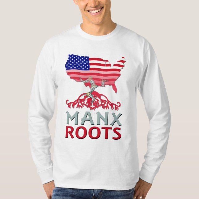 Manx American Roots, Isle of Man  T-Shirt (Front)