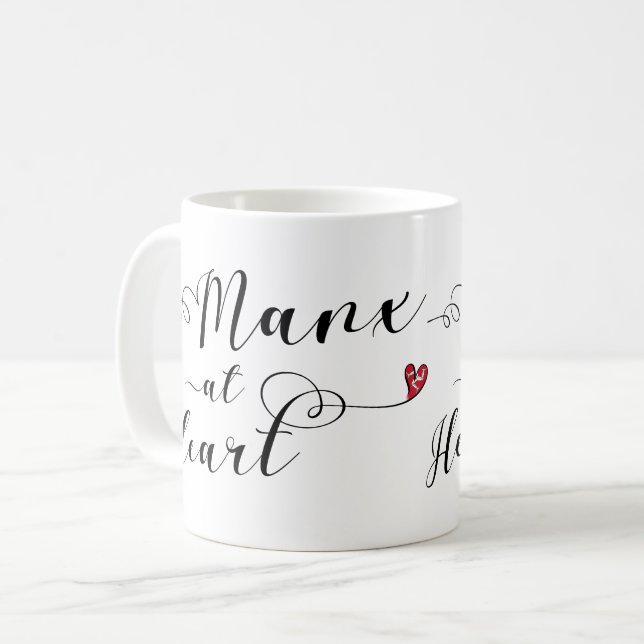 Manx At Heart Mug, Isle of Man Coffee Mug (Front Left)