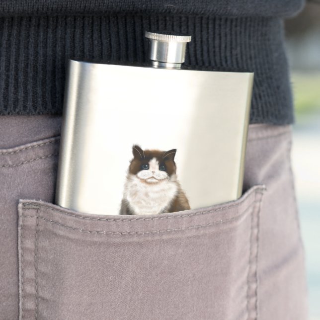 manx cat bi-col flask (In Situ)