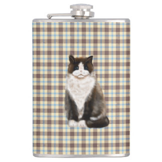 manx cat bi-col flask