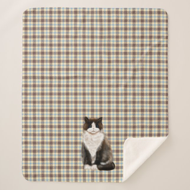 manx cat bi-col sherpa blanket (Front)