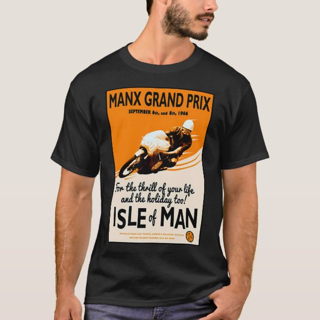 Manx Grand Prix Motorcycle Racing Print T-Shirt (Front)