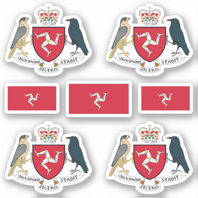 Manx state symbols / coat of arms and flag sticker (Front)