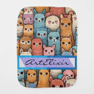 Many Alpaca Llama Baby Burp Cloth