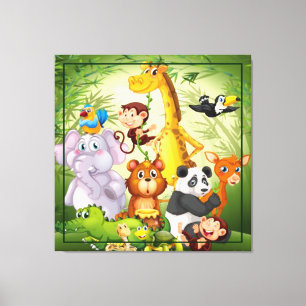 Many Animals Cartoon Artwork Canvas Print