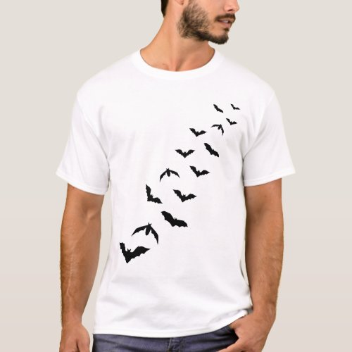 Many Bat Silhouettes Minimalist Design Halloween T_Shirt