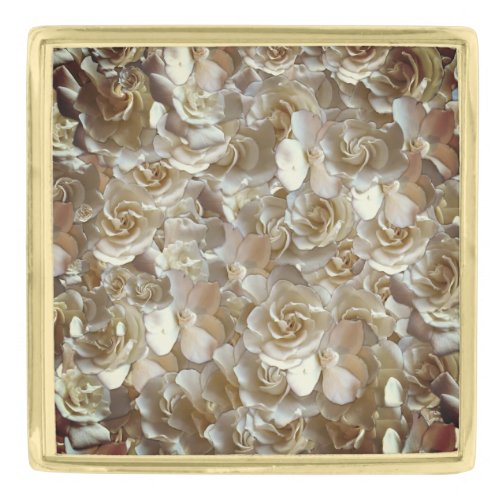 Many beautiful petals of rose       gold finish lapel pin