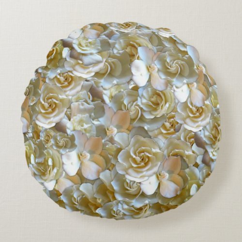 Many beautiful petals of rose   round pillow