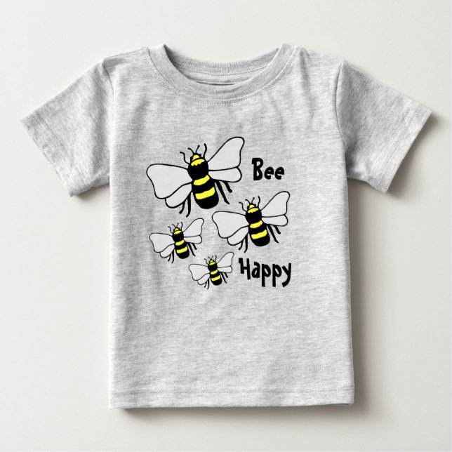 Many Bees "Bee Happy" Toddler Tee (Front)