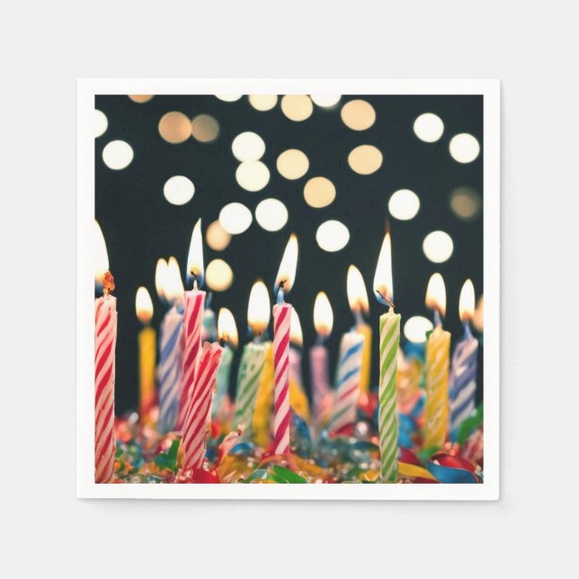 Many Birthday Candles On a Cake Napkins (Front)