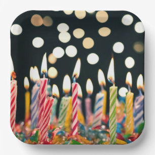 Many Birthday Candles On a Cake Paper Plates