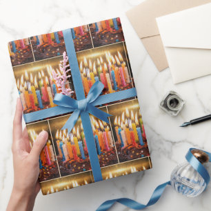 Many Birthday Candles on a Chocolate Cake Wrapping Paper