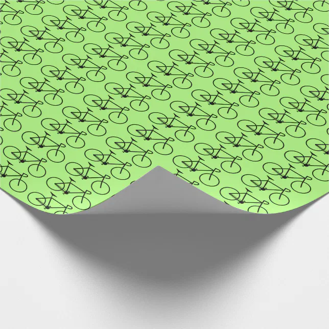 Many Black Bicycle Icons on a Green Background Wrapping Paper | Zazzle