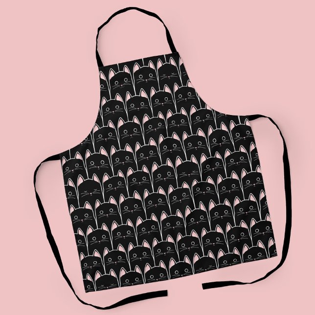 Many Black Cats Pattern Apron (Black Cat Pattern Apron)