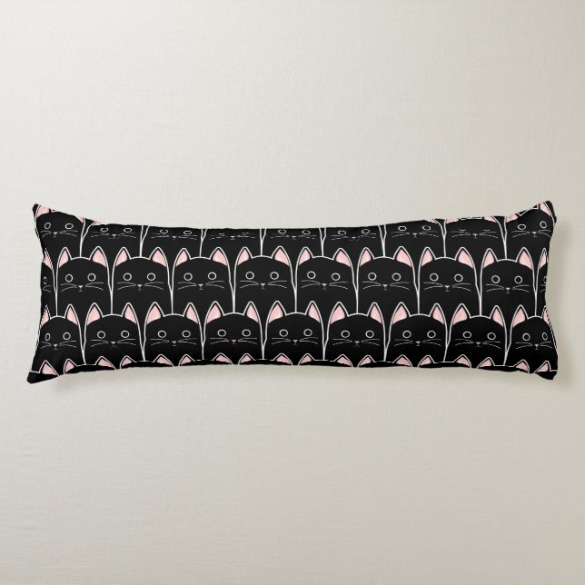 Many Black Cats Pattern Body Pillow (Front)