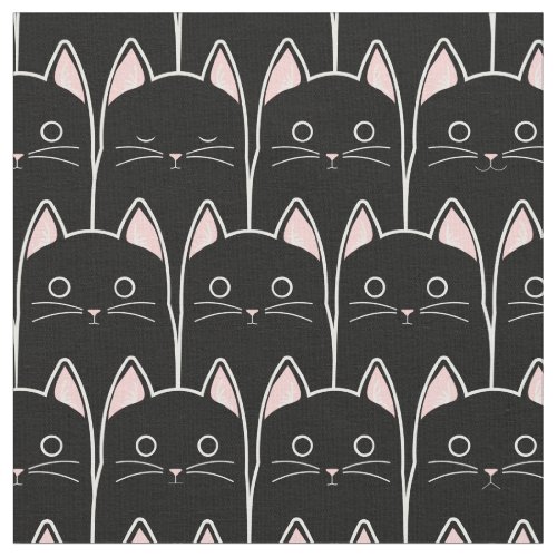 Many Black Cats Pattern Fabric